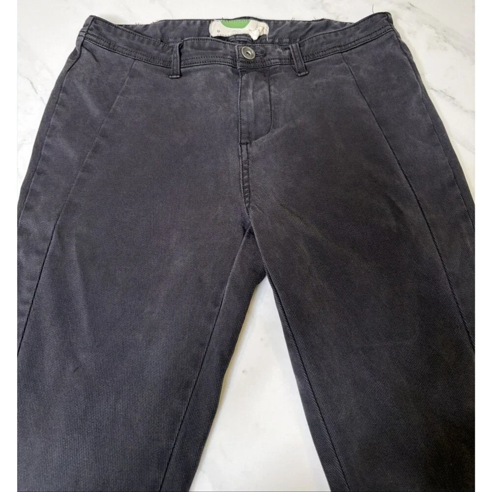 by Anthropologie Button-Hem Cropped Pants Gray 28 Boho Elevated Casual